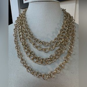 Classic circle chain multi strand goldtone necklace